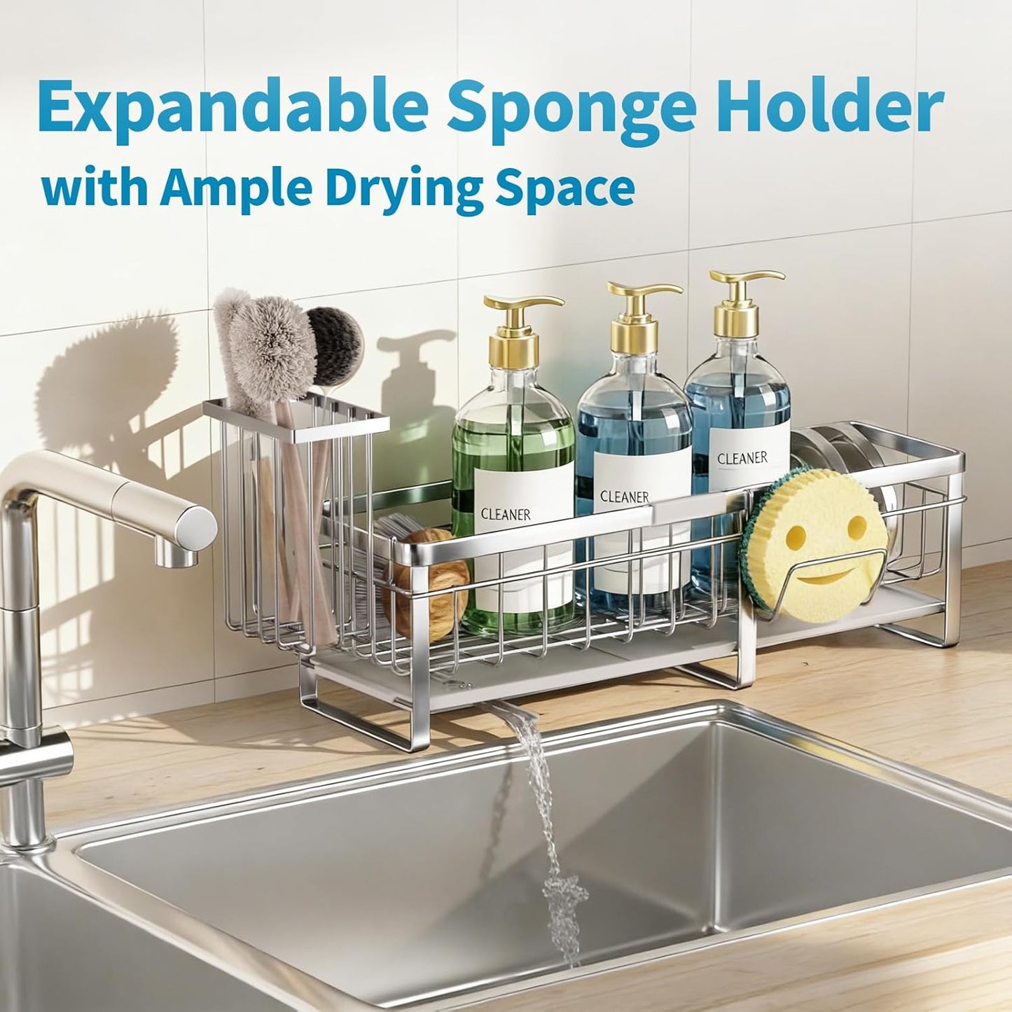 Extra Large Extendable Sponge Holder for Kitchen Sink