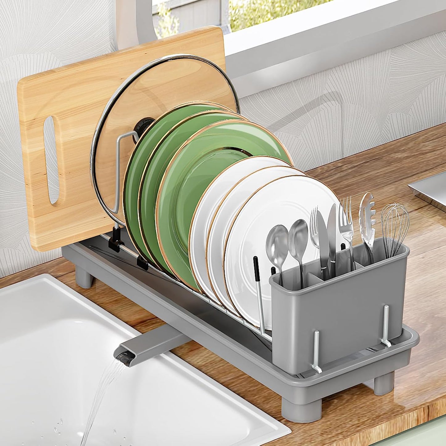 Small Dish Drying Rack, Compact Dish Rack for Kitchen Counter, Stainless Steel Dish Drainer