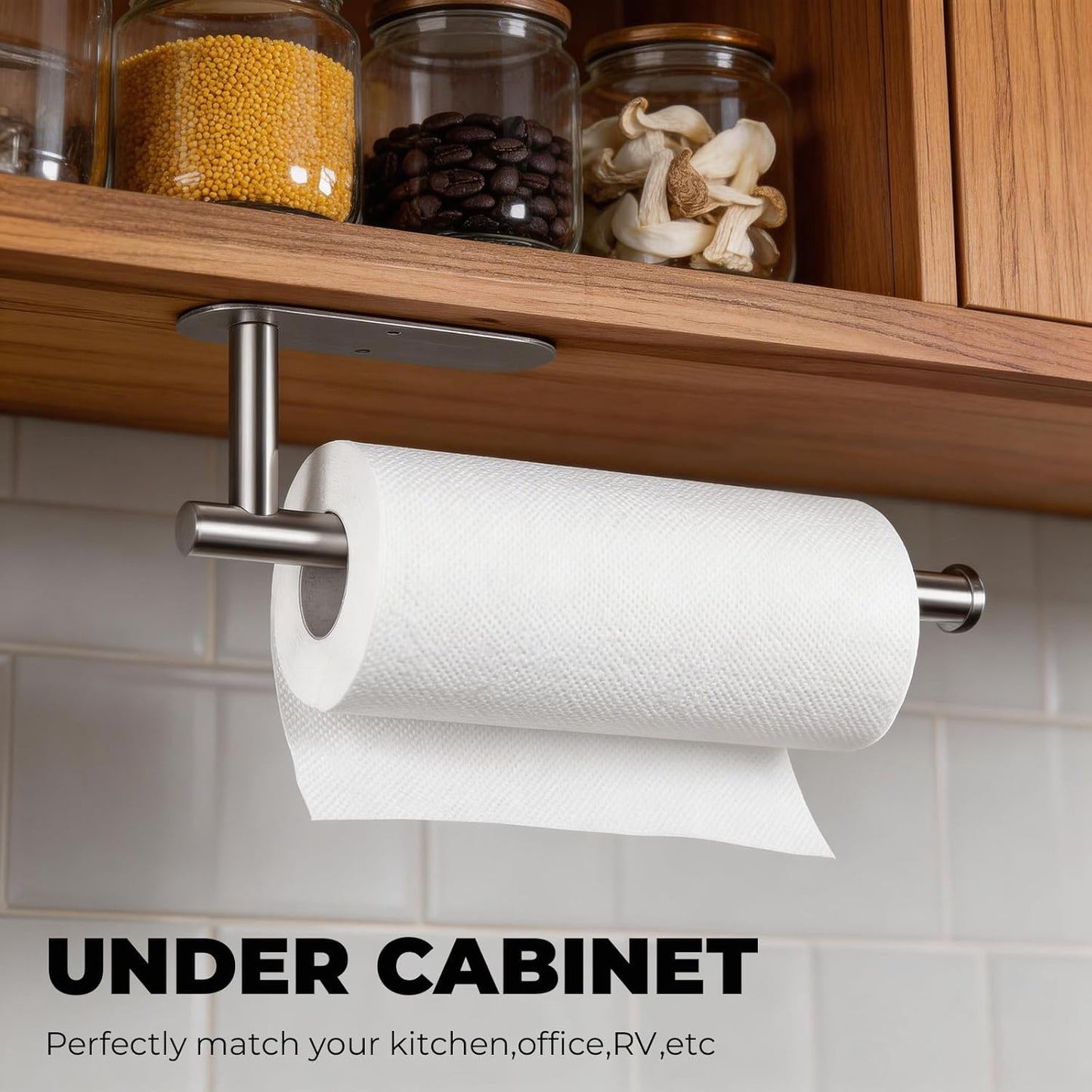 Paper Towel Holder Under Cabinet 2 Pack,Stainless Steel Paper Towel Holder Wall Mount for Kitchen