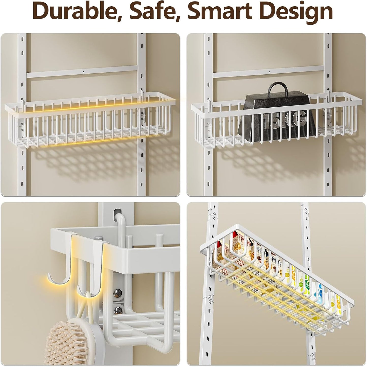 9 Tier Over The Door Pantry Organizer, 2 in 1 Wall Mount or Hanging Spice Rack with Adjustable Basket, Seasoning Organizer and Storage for Kitchen Cabinet Closet Bathroom