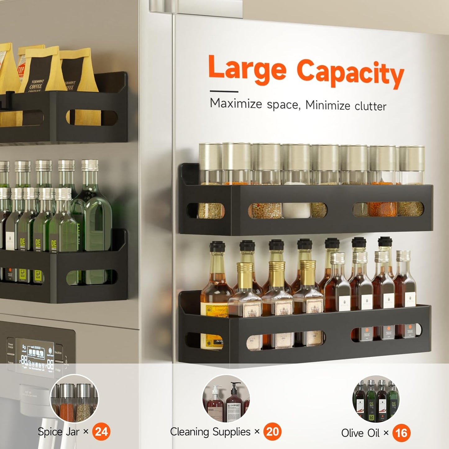 4 Pack Strong Magnetic Spice Rack for Refrigerator