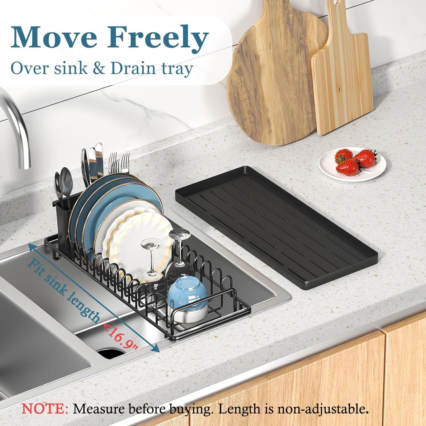 Compact Small Dish Rack Sink Drying Rack with Silicone Mat