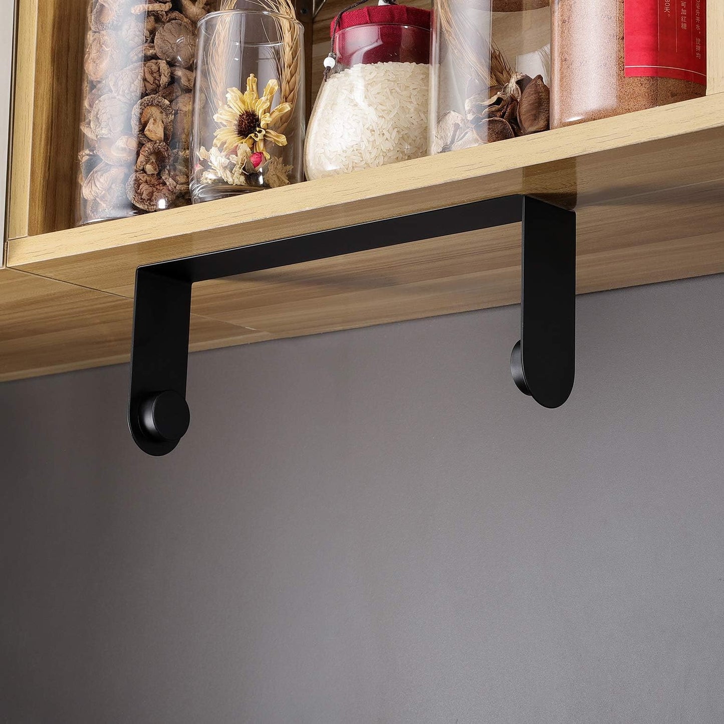 Black Paper Towel Holder Wall Mount - Under Cabinet Self Adhesive Paper Towel Rack for Kitchen