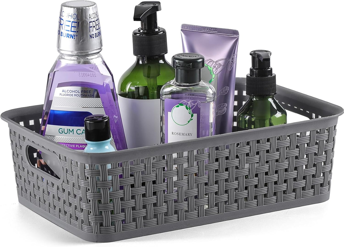 Plastic Storage Baskets - 8 Pack, Gray, Durable, Easy to Use, Flexible, Multi-Purpose