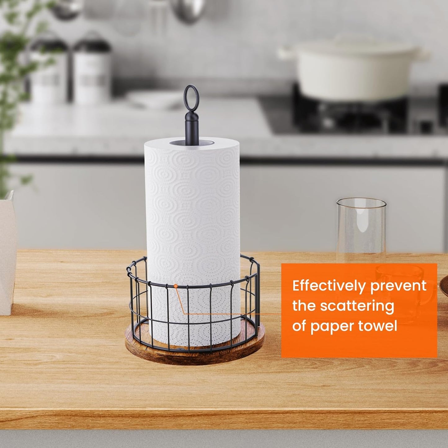 Paper Towel Holder Stand, Countertop Paper Towel Holder with Weighted Base