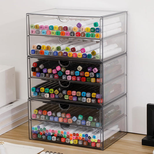 Stackable Storage Drawers, Plastic Storage Bins for Home Office, Bathroom, Kitchen, Pantry
