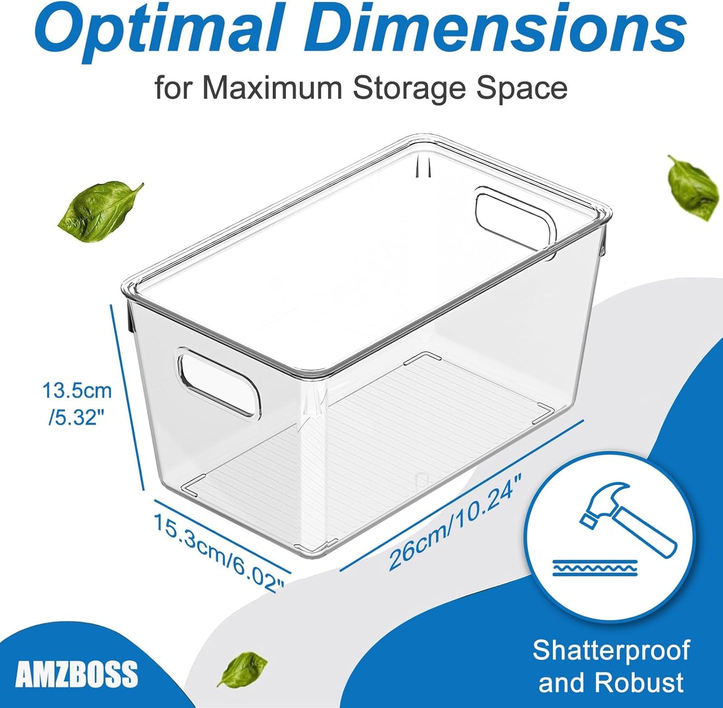 4 Pack Plastic Storage Bins with Lids, Clear Stackable Organizer with Handle