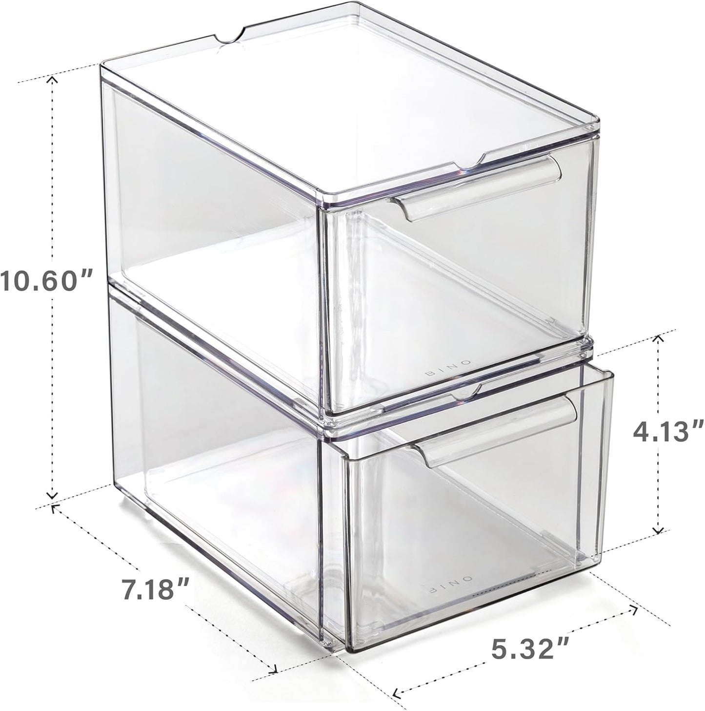 Clear Stackable Storage Drawers, Medium - 2 Pack | Clear Storage Drawers with Built-In Handles | Durable Plastic Organizer Drawer | Modular Stackable Drawer Acrylic Organizer