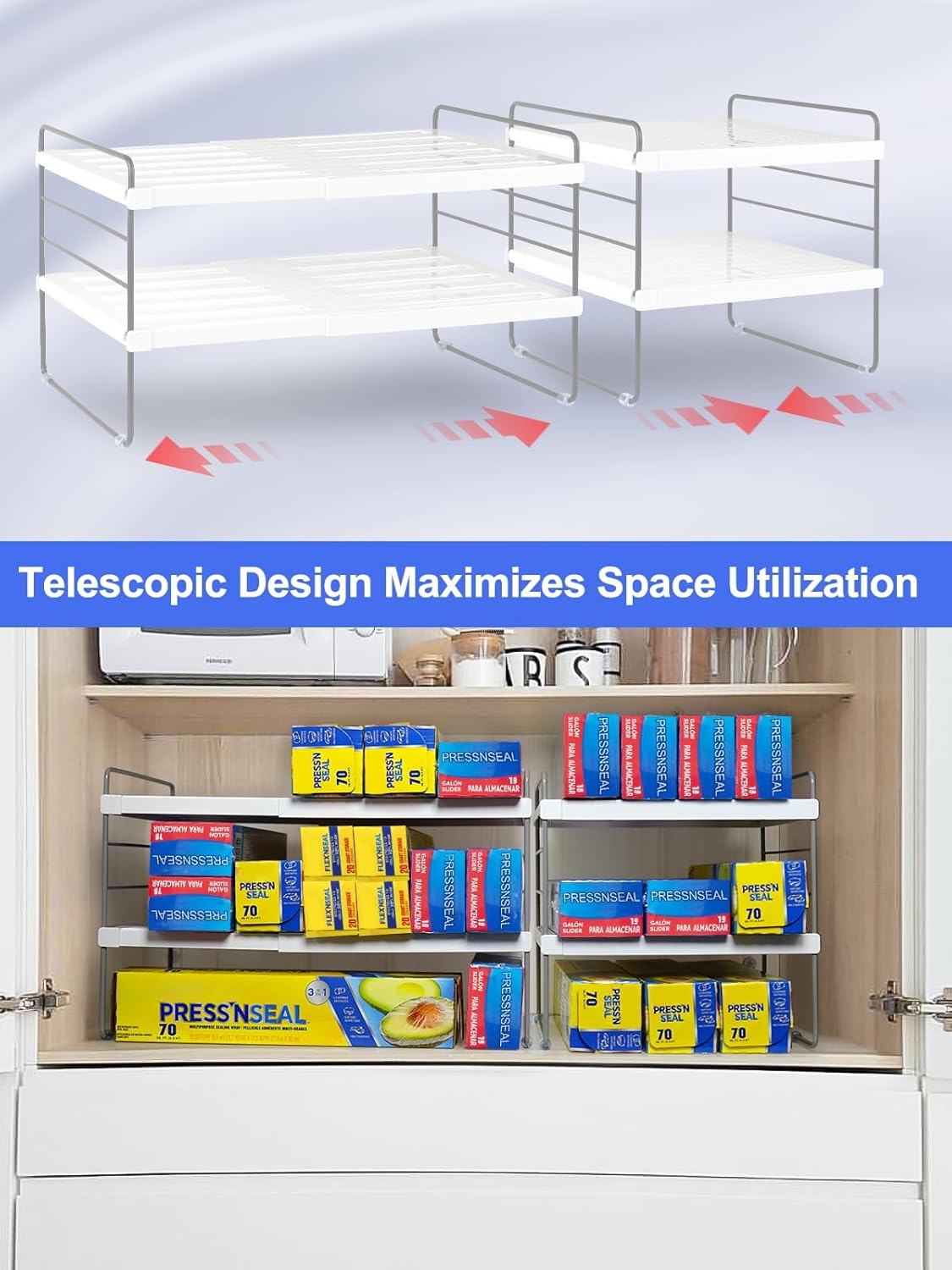 Kitchen Wrap Organizer, Expandable Pantry Organizers and Storage