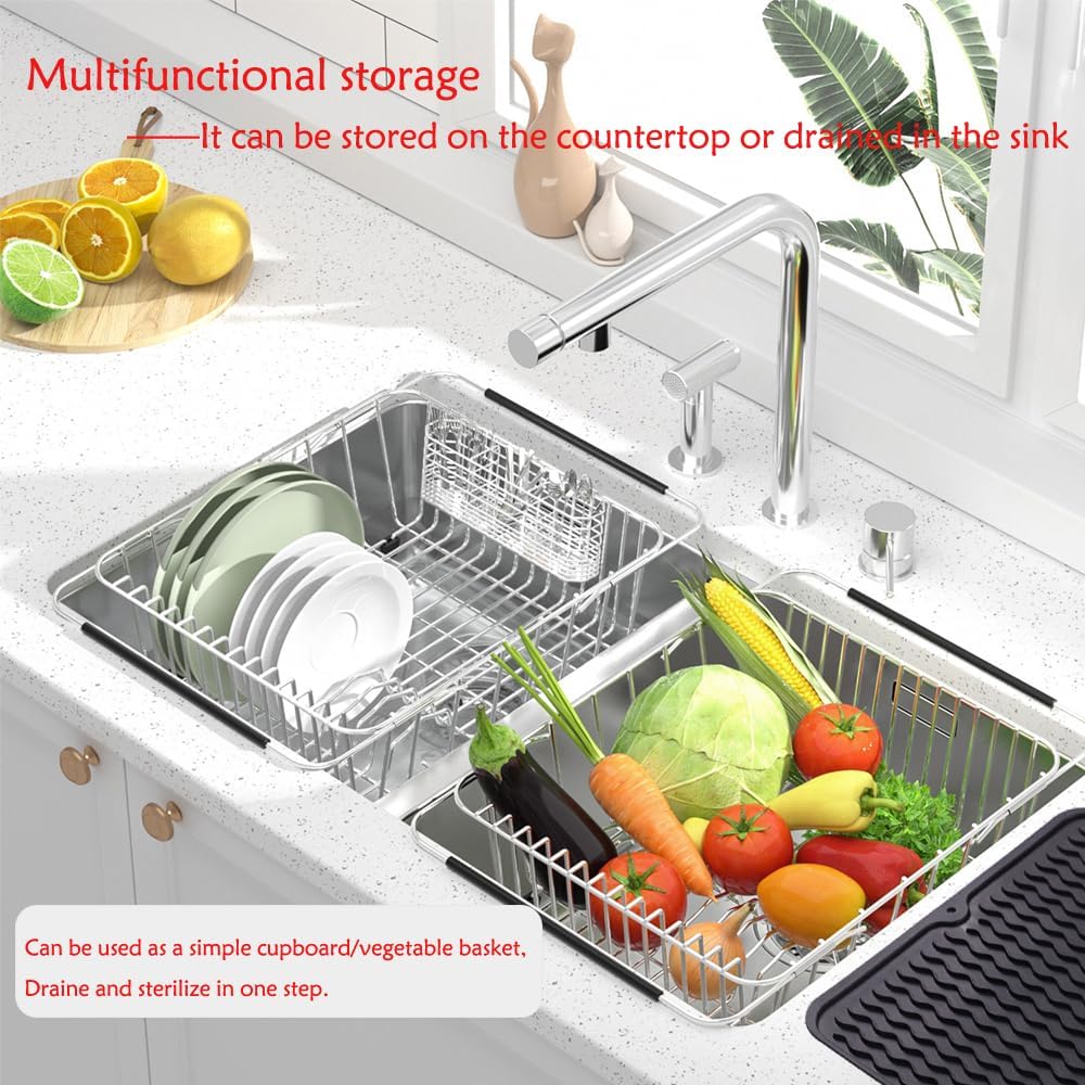 Stainless Steel Dish Drying Rack(15.2"L X 11"W X 5.3"H)