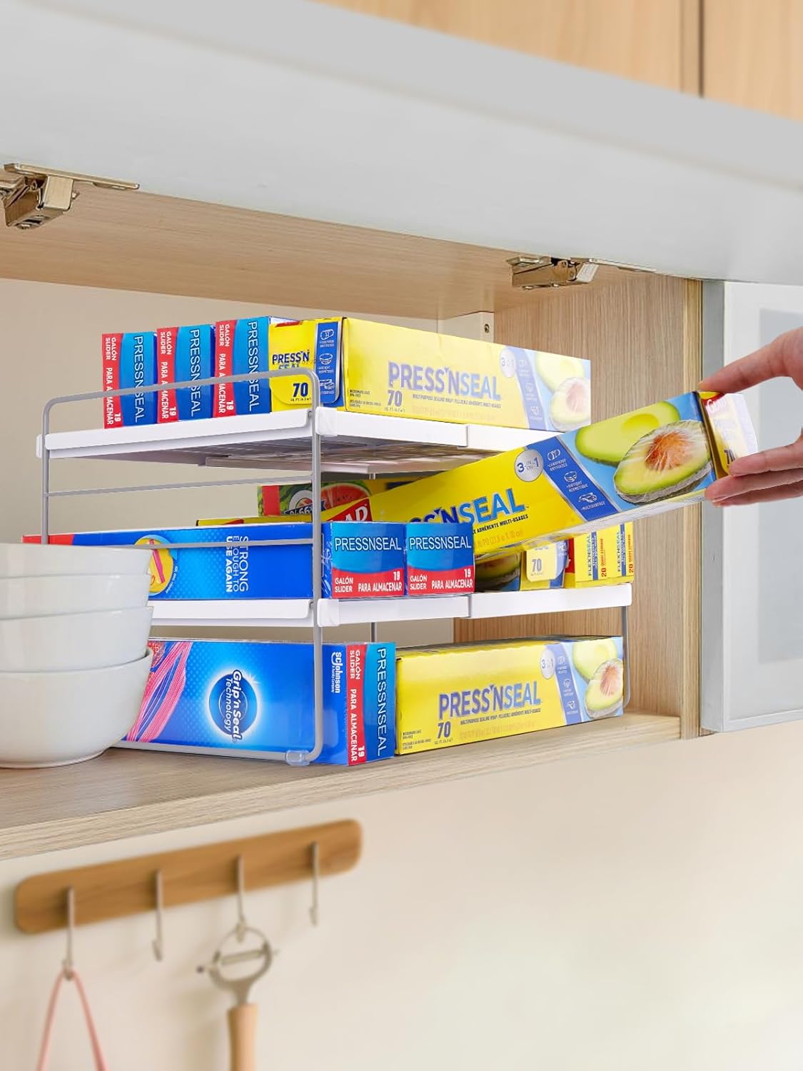 Kitchen Wrap Organizer, Expandable Pantry Organizers and Storage