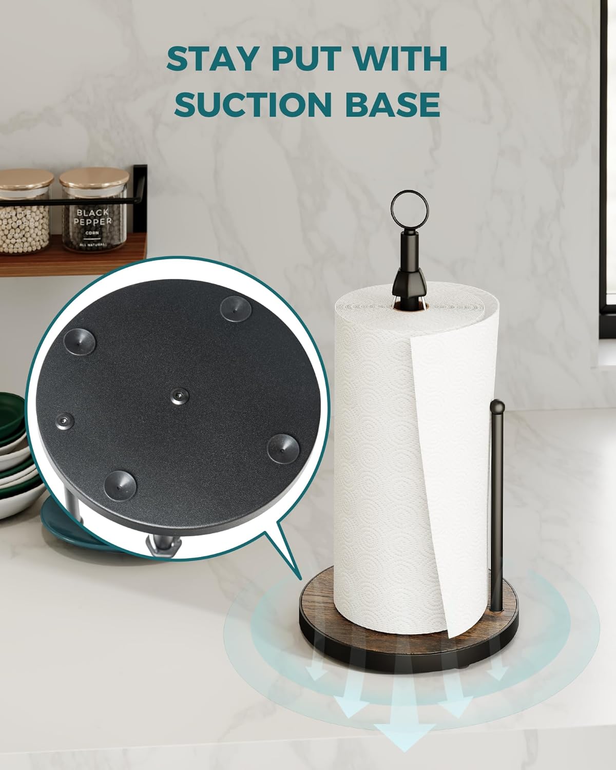 One-Hand Tear Paper Towel Holder Countertop