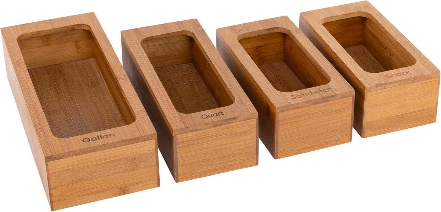 Bamboo Premium Organizer Storage Bins for Kitchen Silverware, Pantry, Closet, Office Desk, Pens