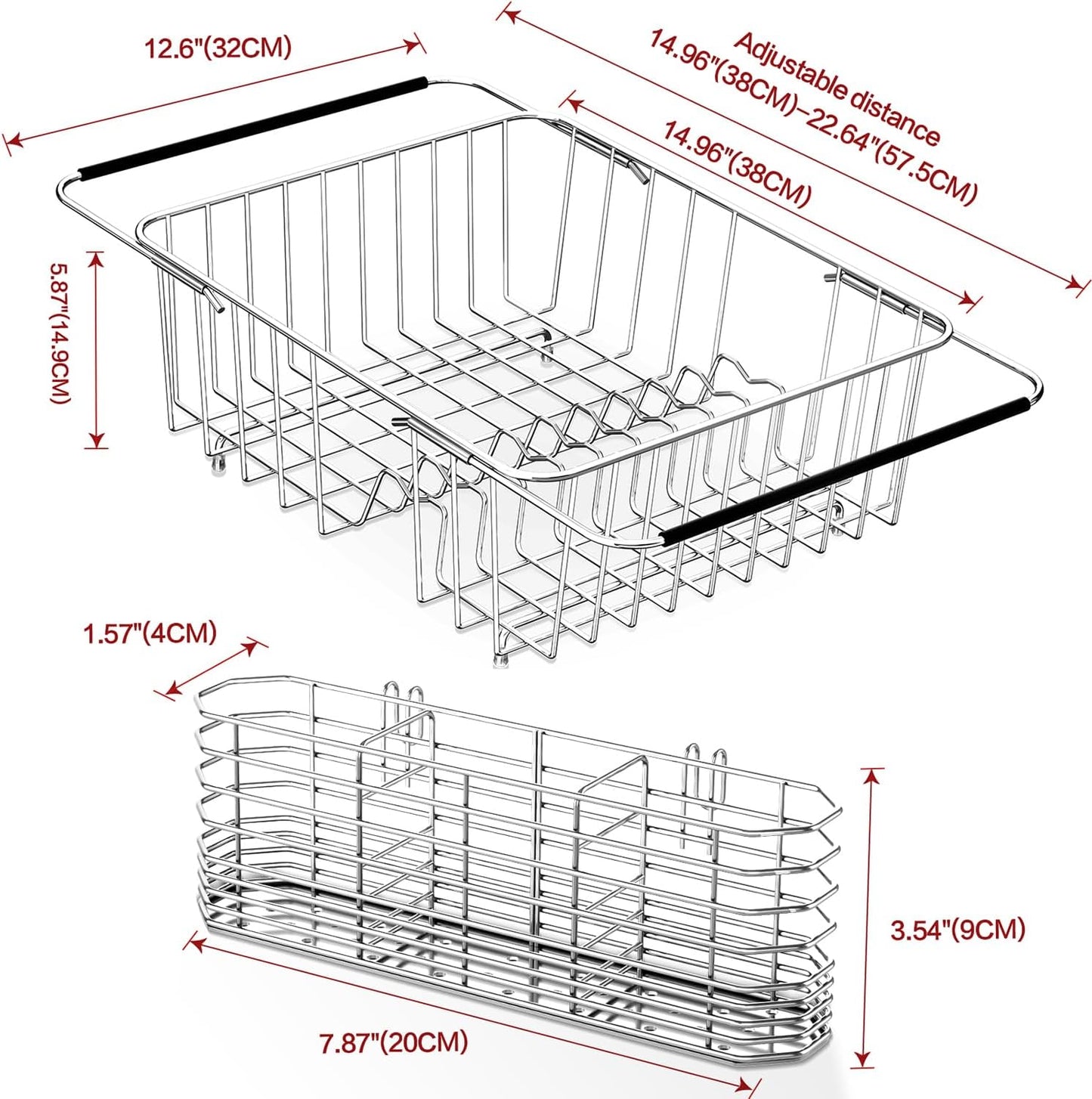 Large Dish Drainer Rack in Sink Adjustable