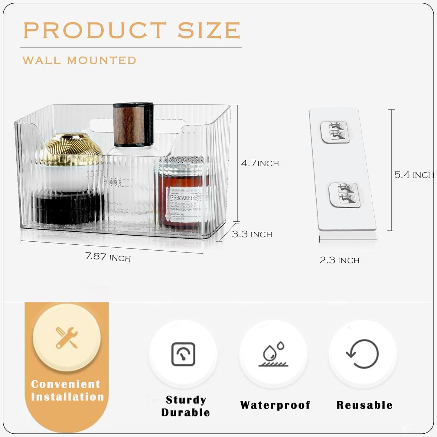2 Pack Cabinet Door Organizer, Adhesive Wall Mounted Organizer Bins, Clear Storage Caddy