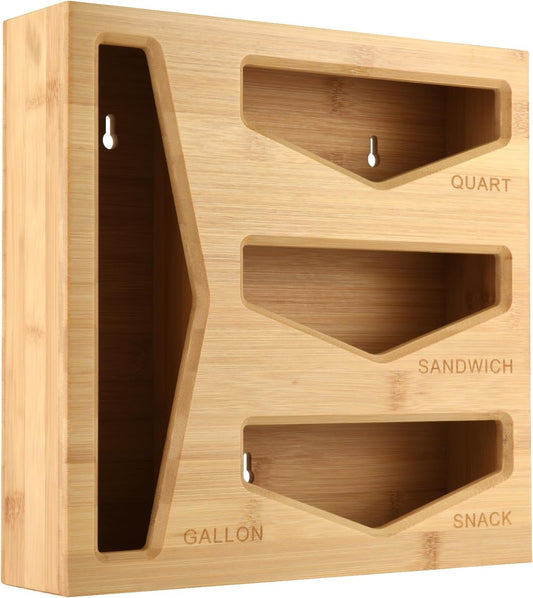Bamboo Bag Storage Organizer for Kitchen Drawer