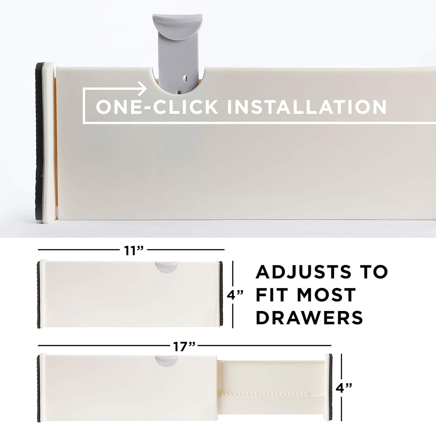 4 Adjustable Drawer Dividers, Organize Silverware and Utensils in Home Kitchen
