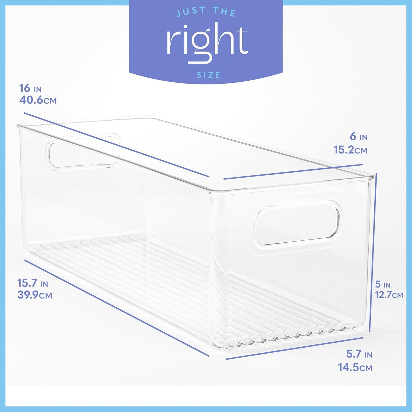 Plastic Food Storage 2 Pack Clear Container Bin with Handles for Organizing Kitchen, Pantry