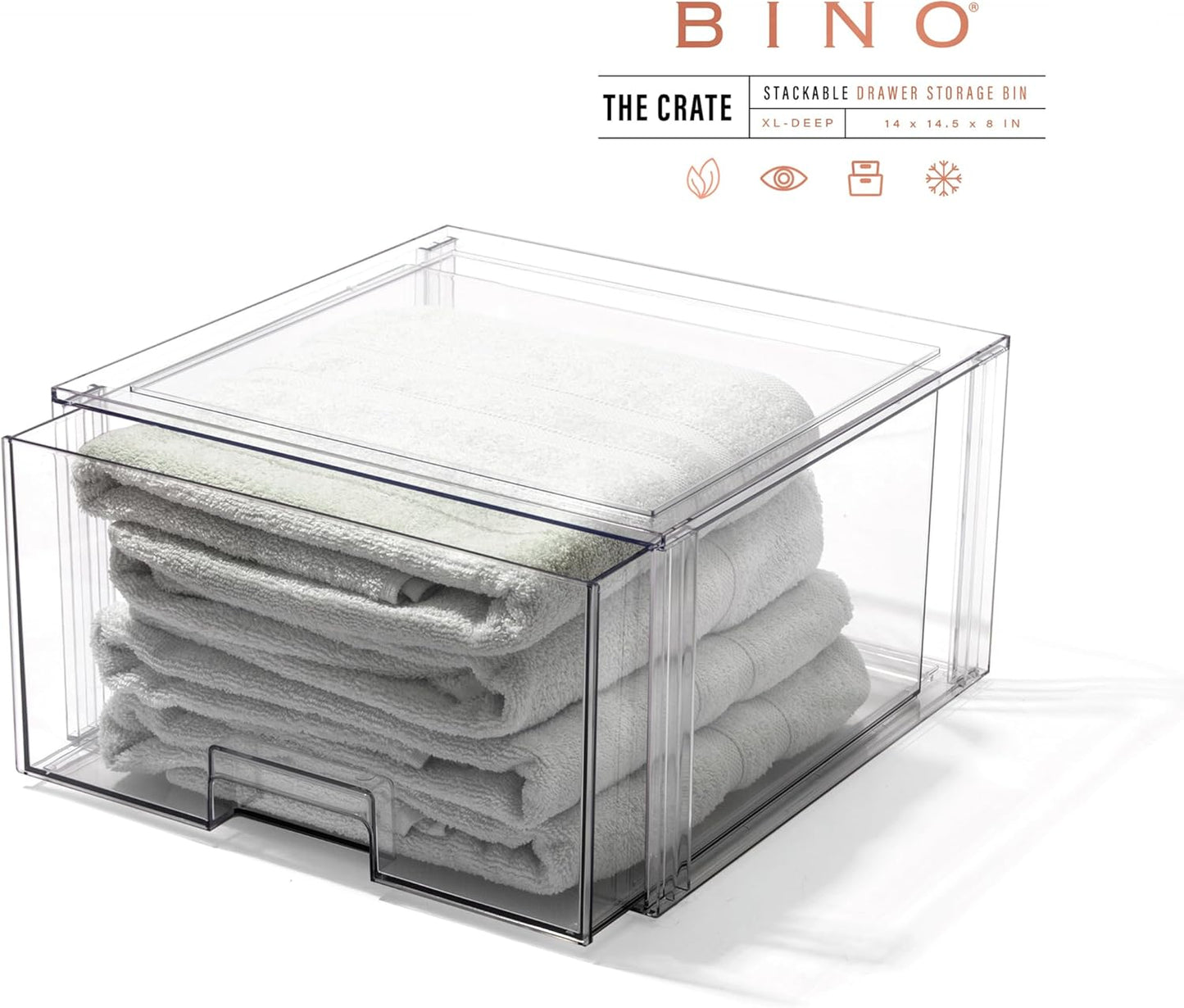 Stackable Storage Drawers, Tall X-Large - Clear | THE CRATE COLLECTION | Storage Bins With Drawers | Bathroom Organizers | Under Sink Organizer | Vanity Cabinet Home Organization