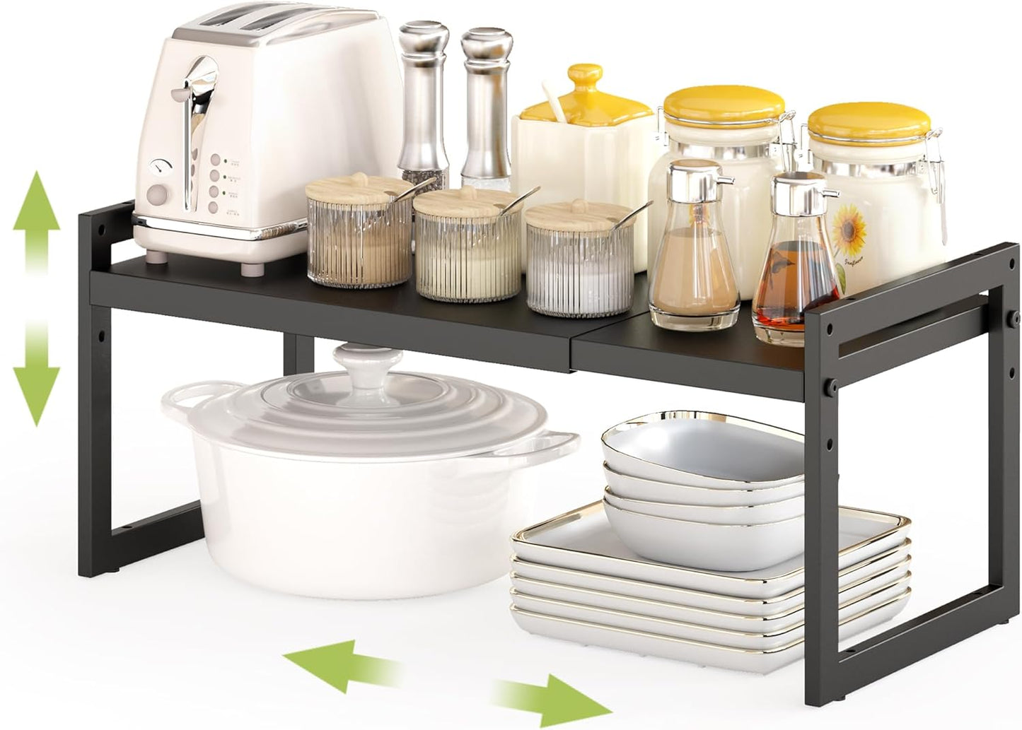 Expandable kitchen Countertop Organizer, Stackable Cabinet Shelf Organizers