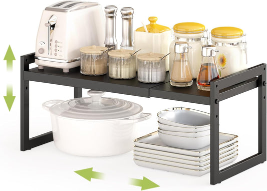 Expandable kitchen Countertop Organizer, Stackable Cabinet Shelf Organizers