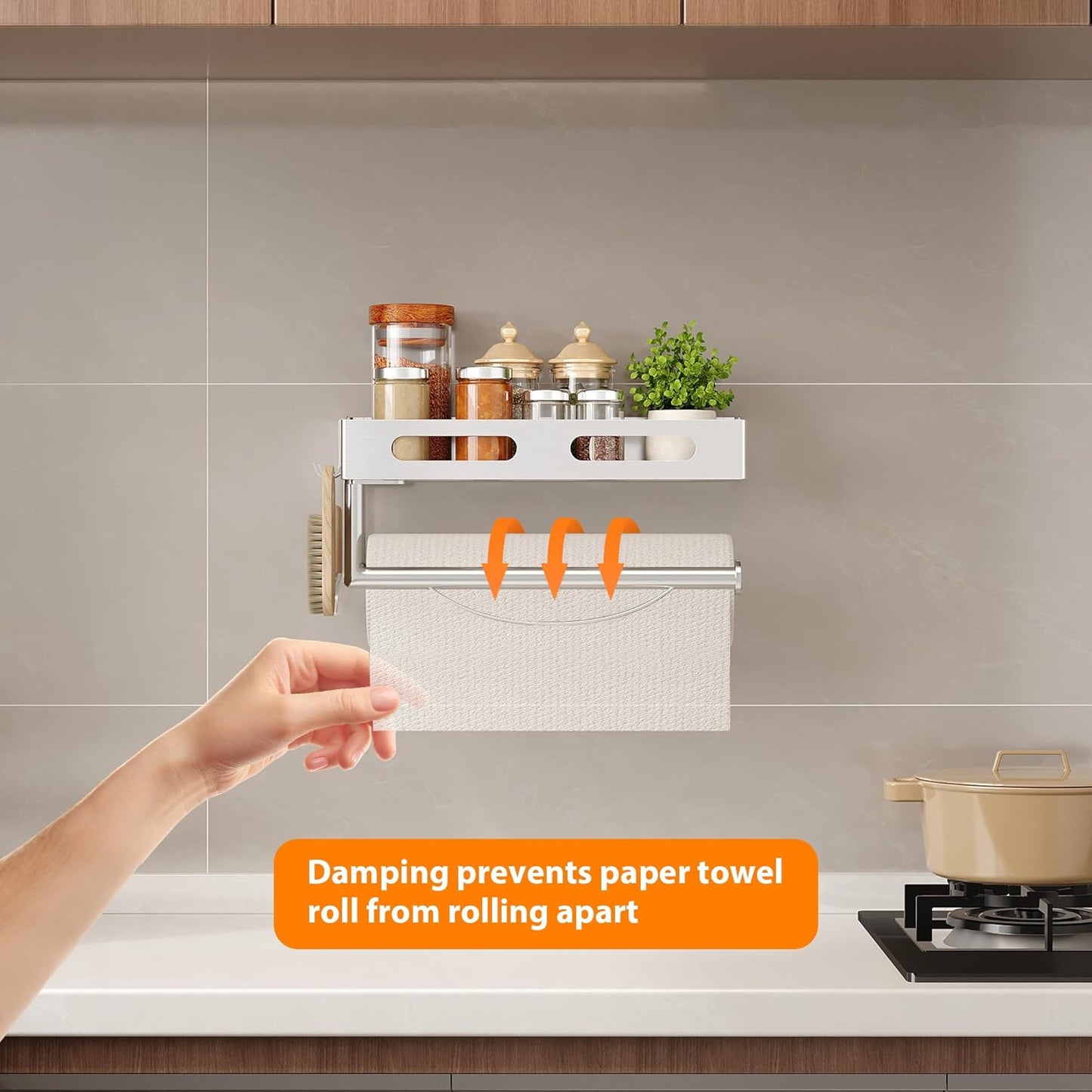 Paper Towel Holder Wall Mount for Bathroom, Paper Towel Holder with Shelf for Kitchen