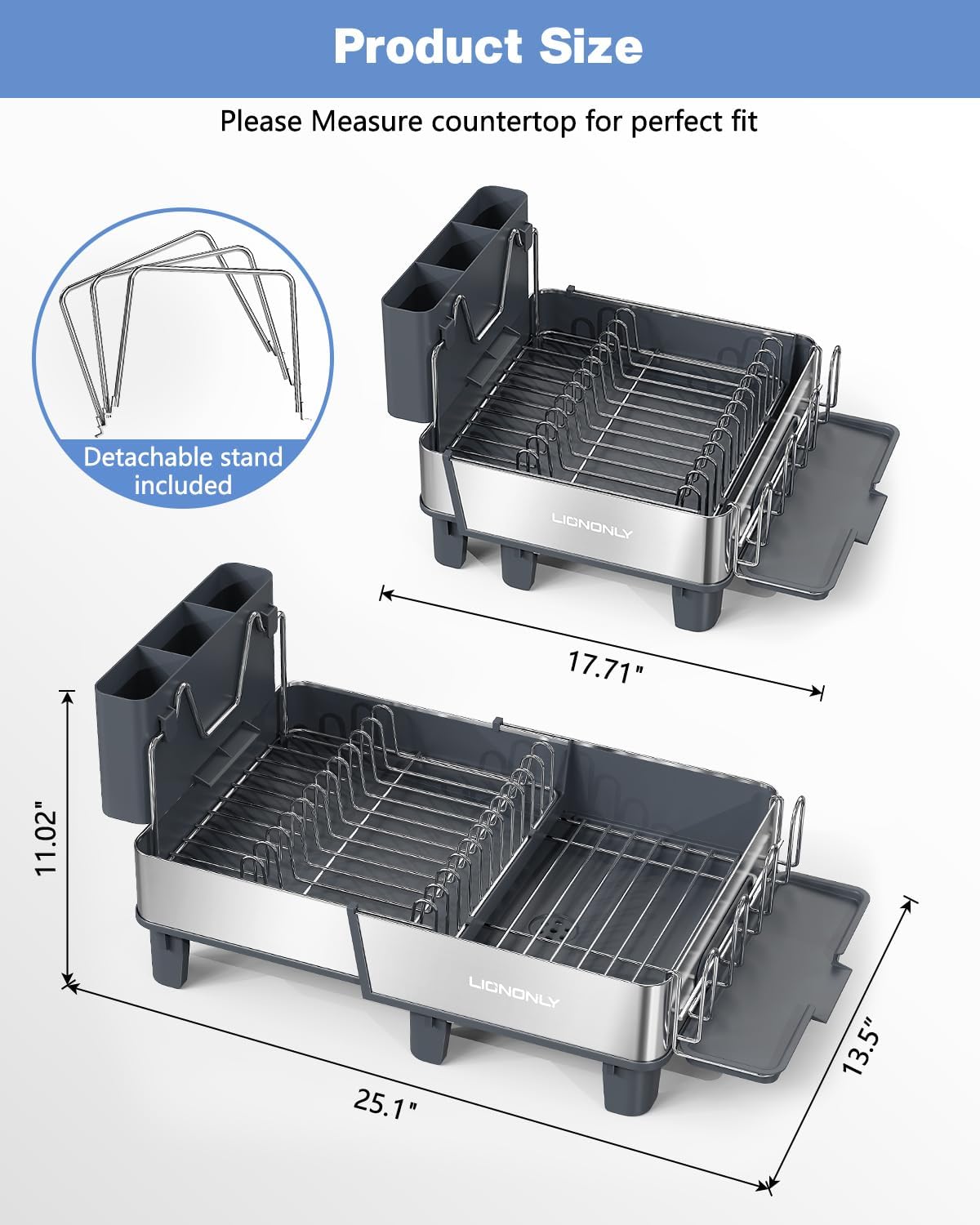 Expandable Dish Drying Rack with Drain Spout