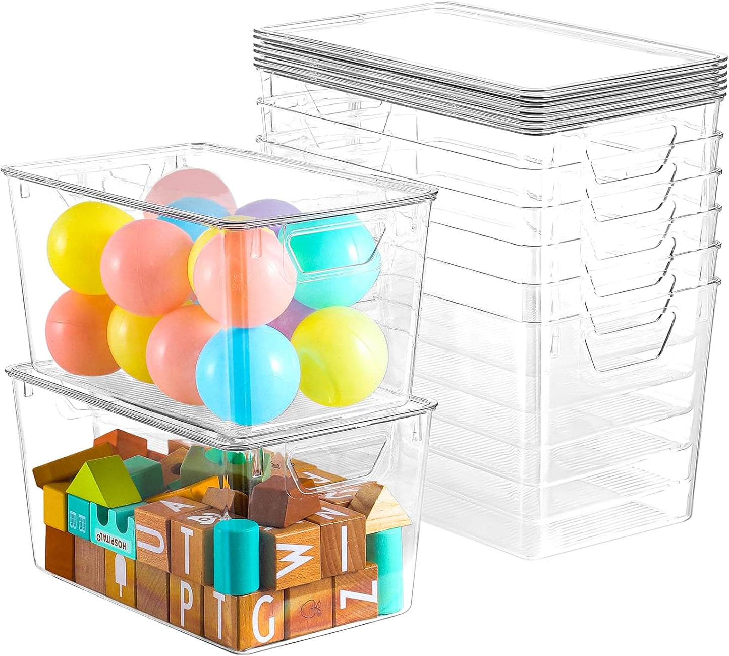 6 Pack Clear Storage Bins with Lids, 7 Quart Stackable Storage Boxes for Storage and Organization