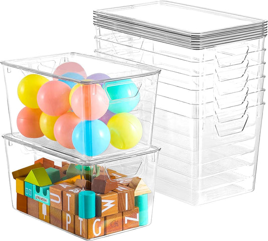 6 Pack Clear Storage Bins with Lids, 7 Quart Stackable Storage Boxes for Storage and Organization
