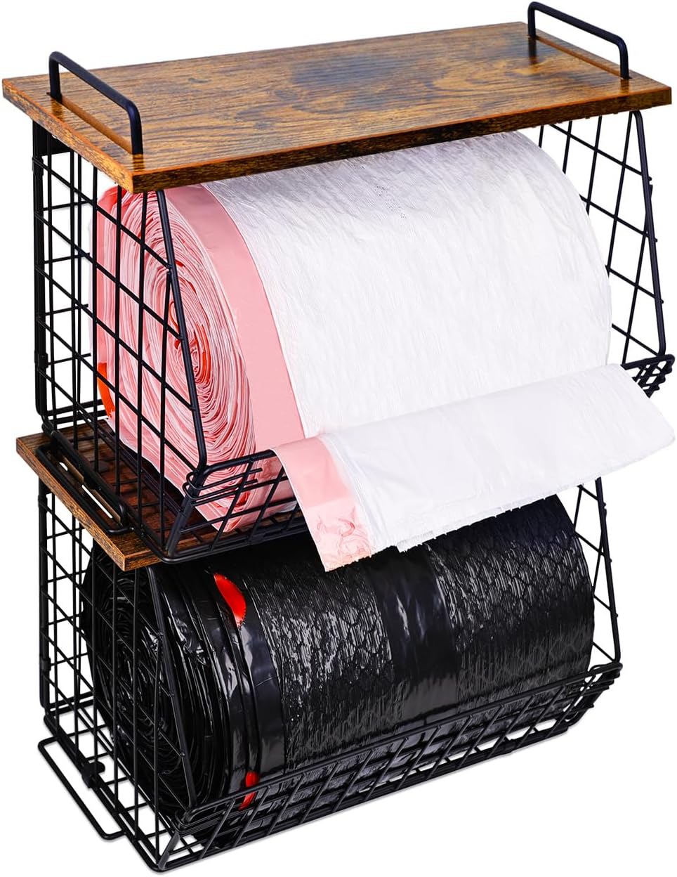 2 Pack Stackable Extra Large Trash Bag Holder Under Sink
