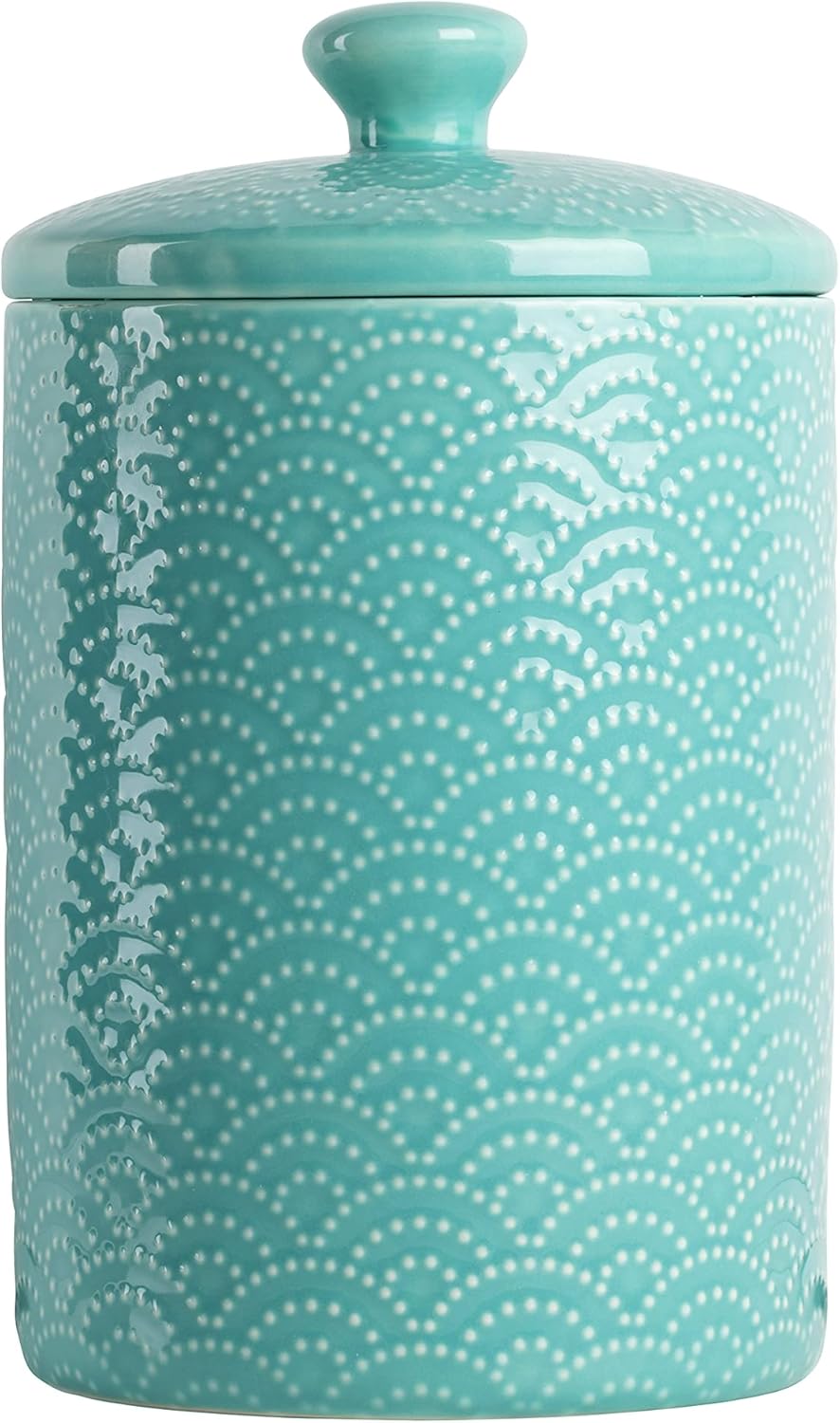 Embossed Ceramic Kitchen Canister Set, Set of 3, Tide Blue