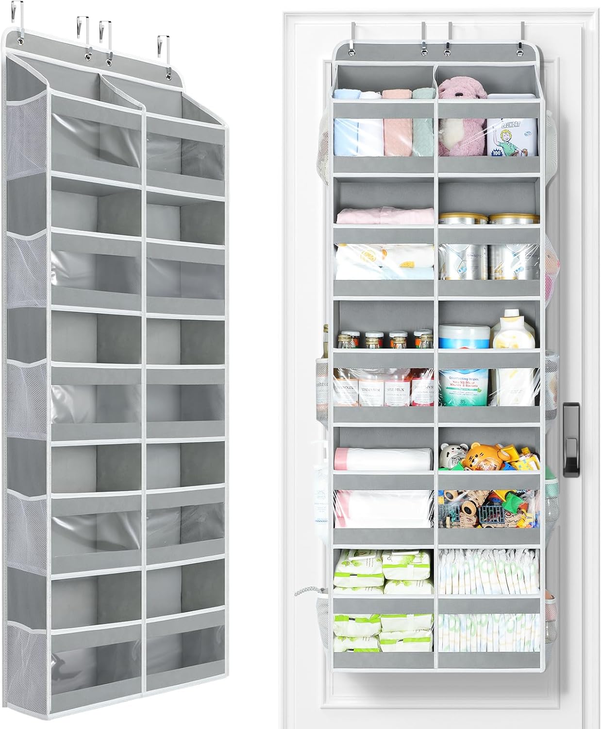 5-Tier Over The Door Organizer Dual-Column, 80lbs Load Over The Door Storage of 10 Compartments