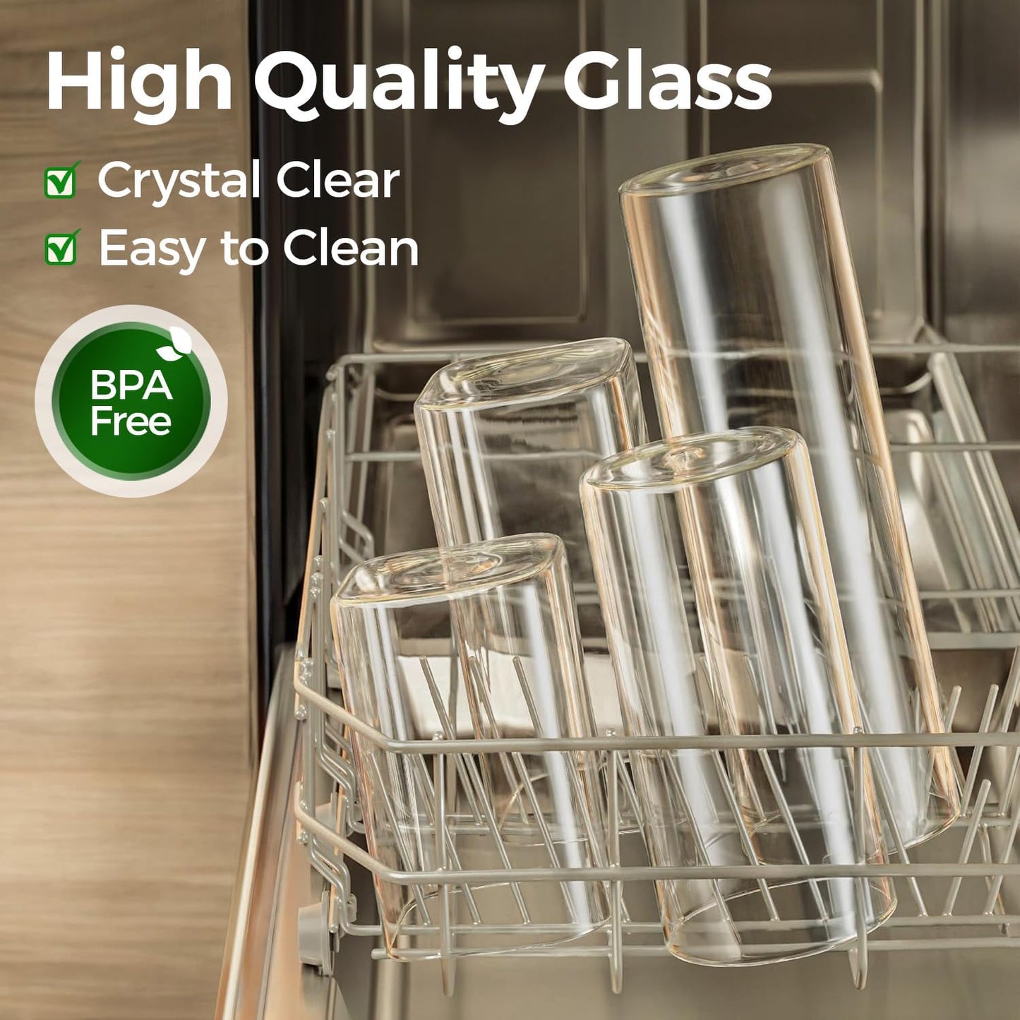 Glass Food Storage Jars Set of 6, Tall Glass Storage Containers with Lids, Spaghetti Jar