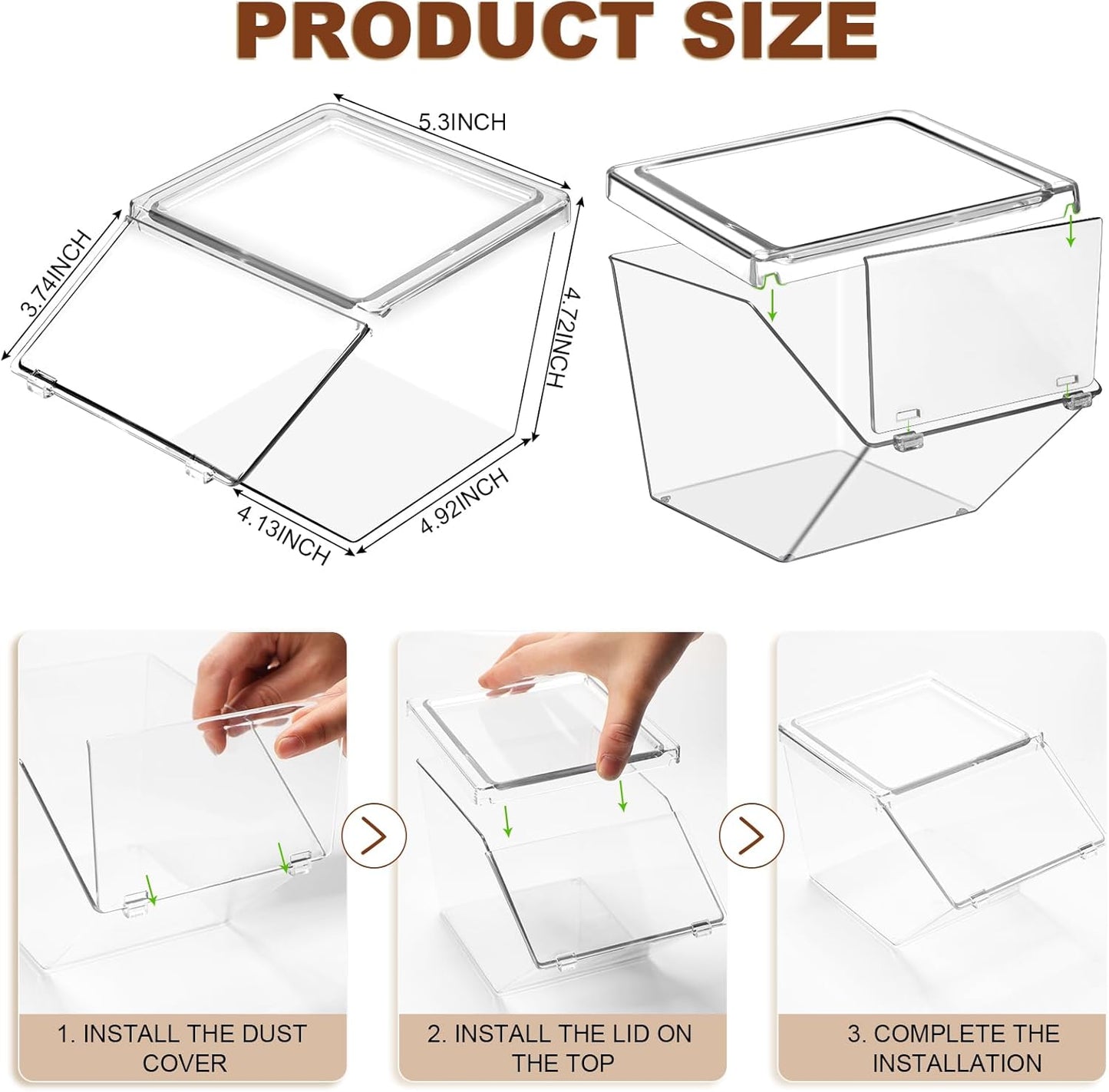 12 Pcs Clear Plastic Storage Bins with Lids Large Stackable Pantry Storage Organizer Bins Kitchen Organization Cabinet Organizers Ideal Containers for Fridge, Kitchen, Cabinets (Clear)