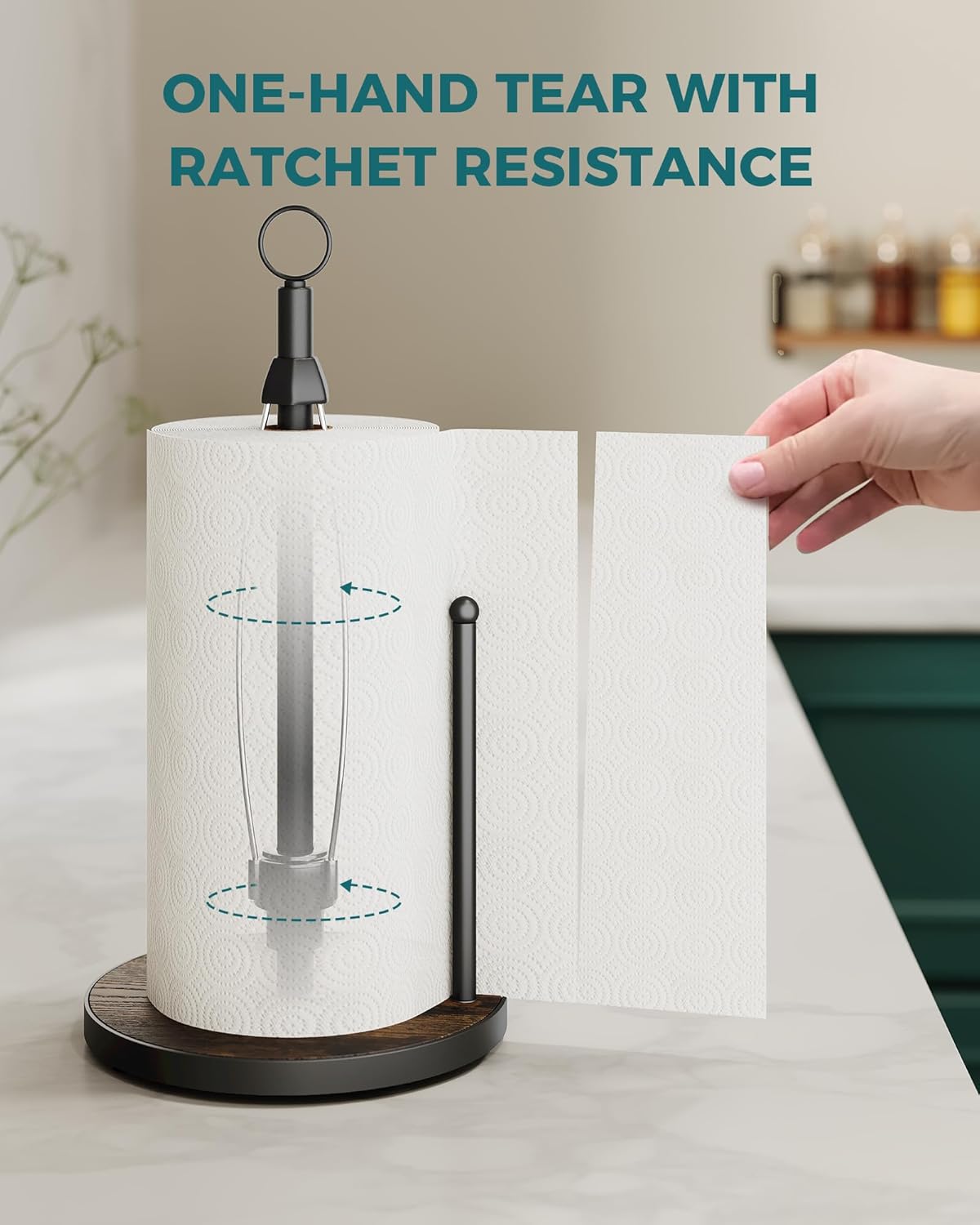 One-Hand Tear Paper Towel Holder Countertop