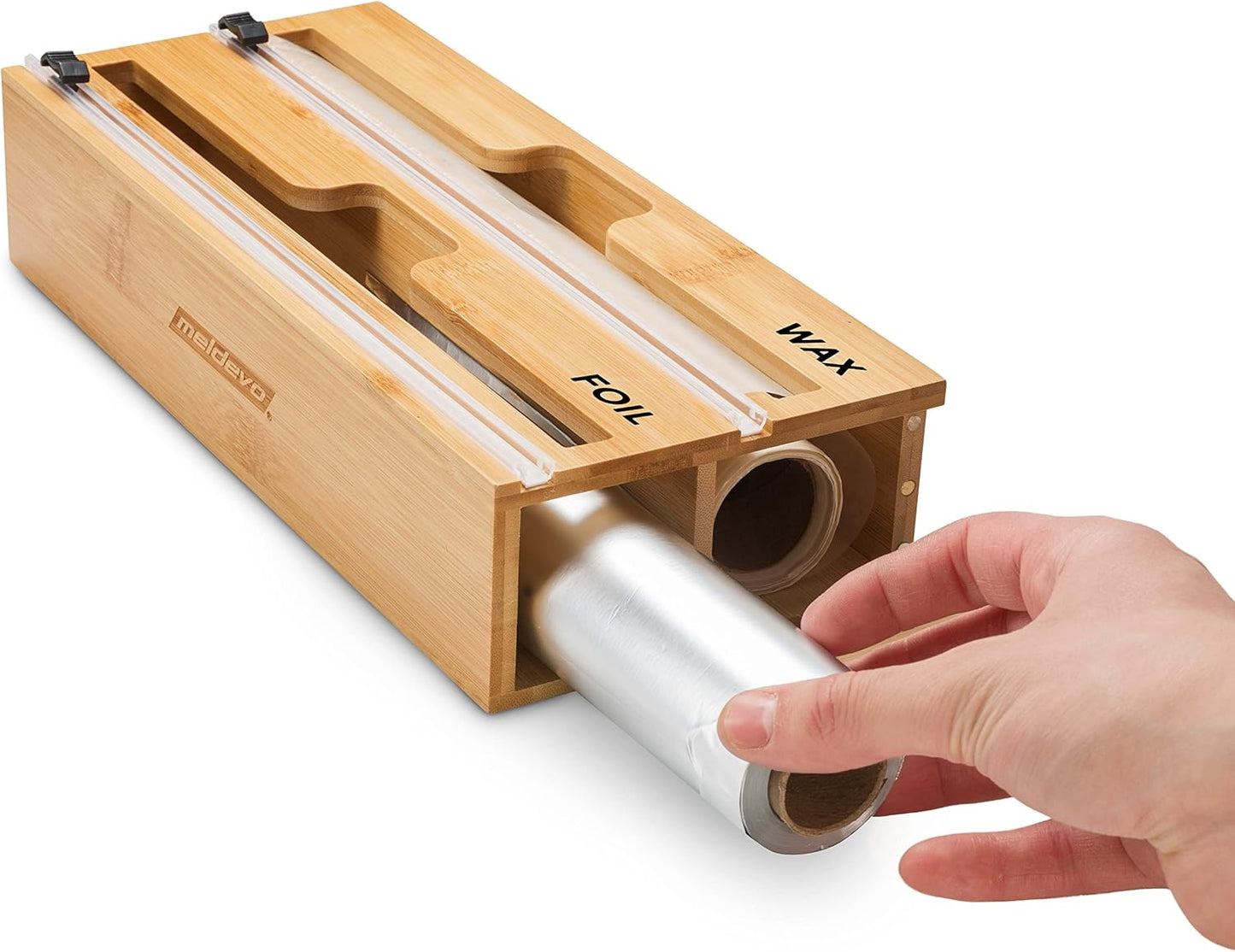2 in 1 Wrap Dispenser with Cutter and Labels, Plastic Wrap