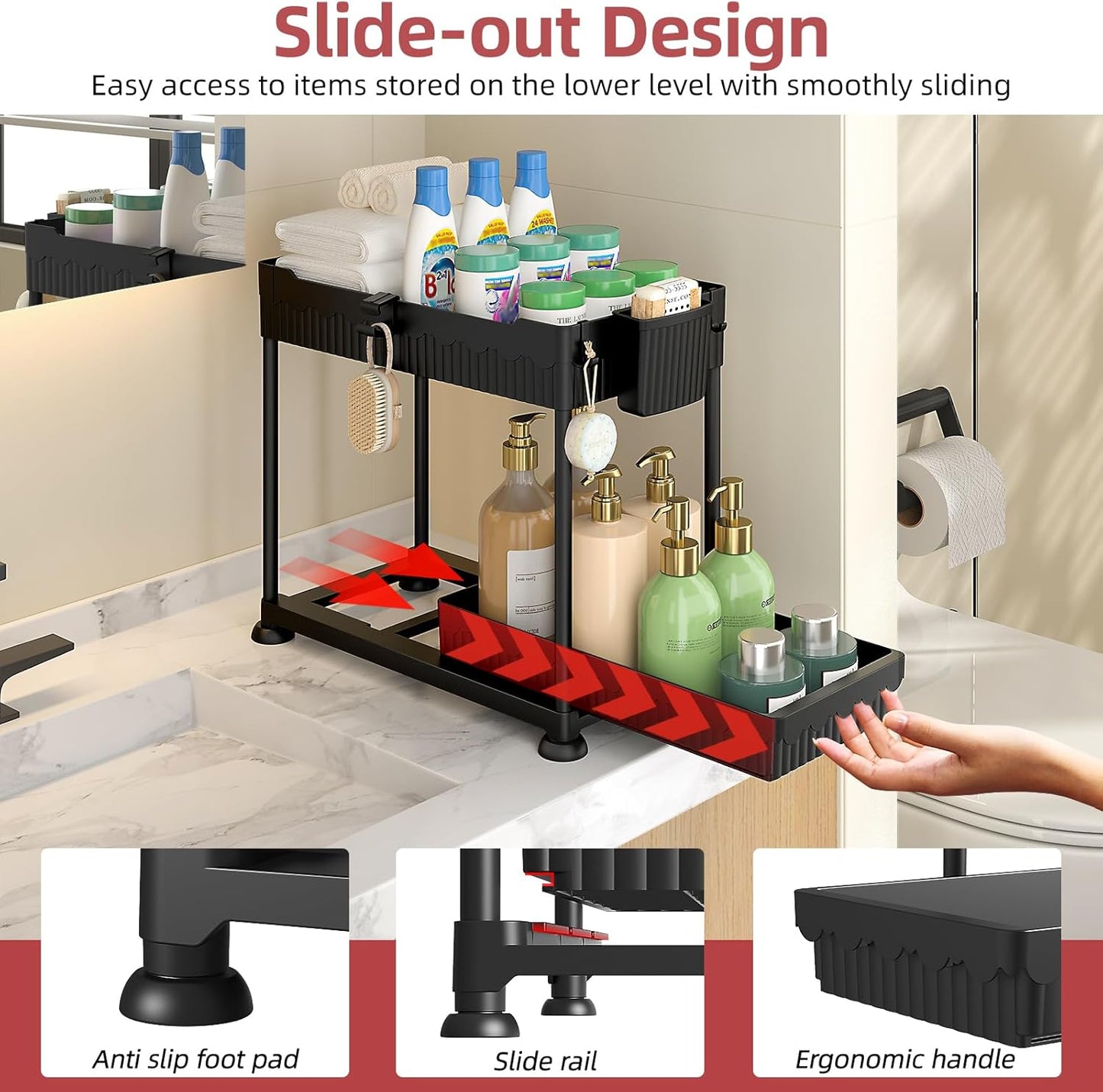 4 Pack Under Sink Organizer, Bathroom Organizers and Storage