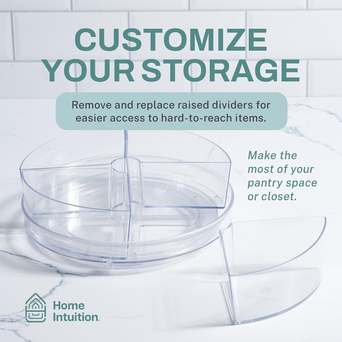 Home Intuition Round Plastic Lazy Susan Turntable Food Stora