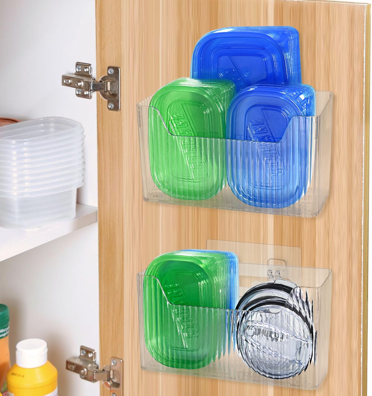 2 Pack Adhesive Cabinet Door Organizer Storage Caddy