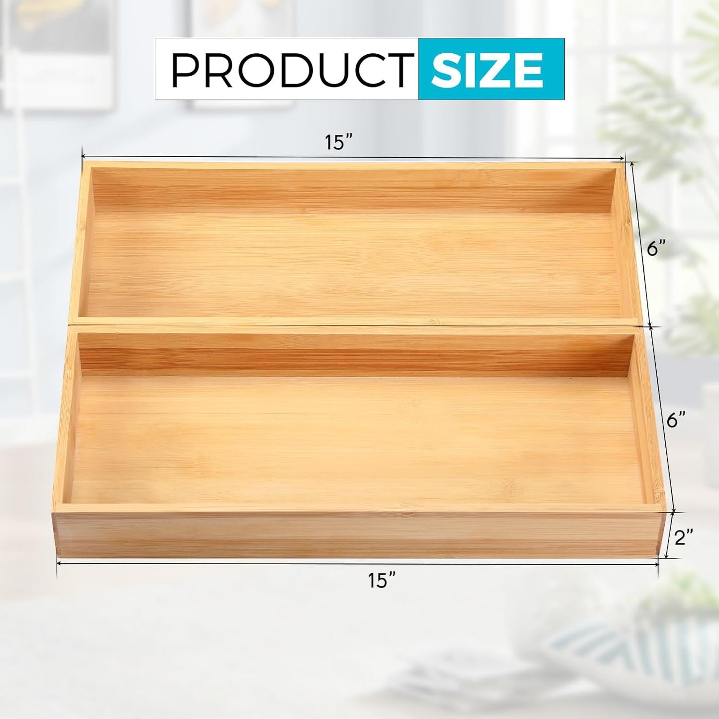 Kitchen Utensil Drawer Organizer, Bamboo Silverware Cutlery Flatware Organizer Bins