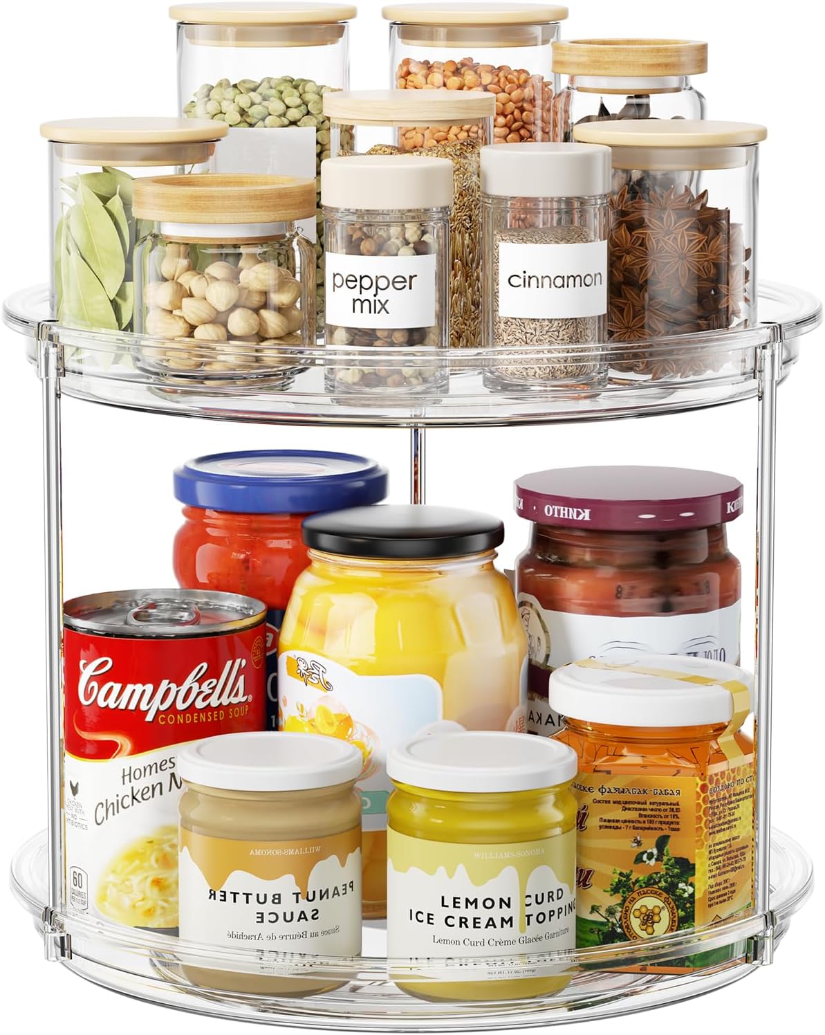 2 Tier Lazy Susan Organizer, 9.25'' Lazy Susan Turntable for Cabinet