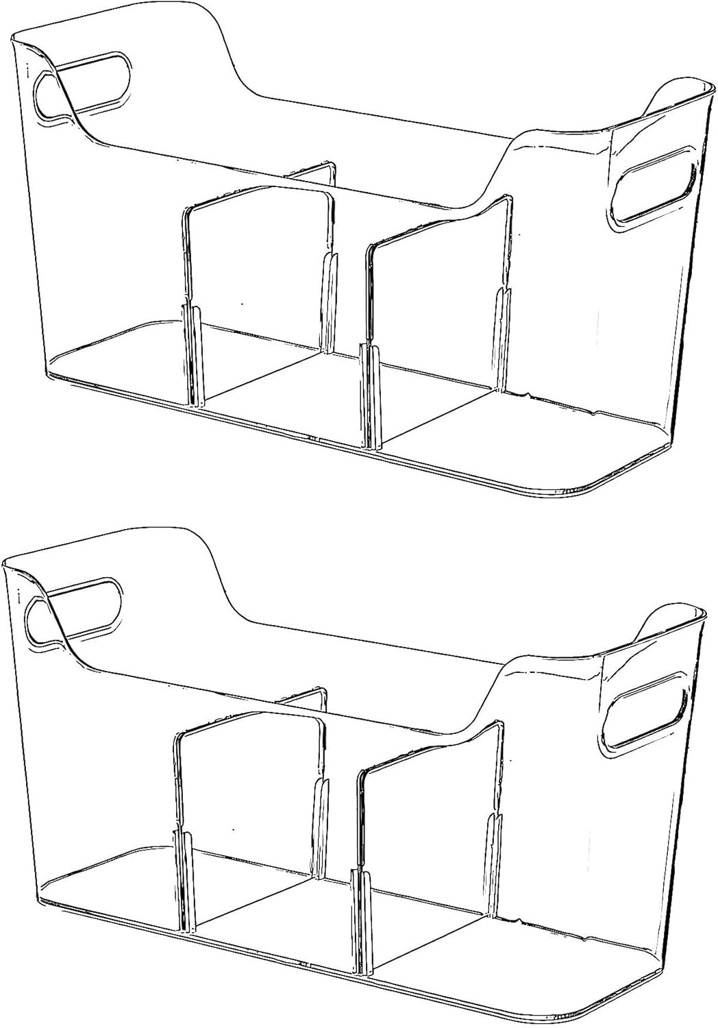Tall Narrow Clear Bins with Dividers, Plastic Containers for Organizing Kitchens and Bathrooms