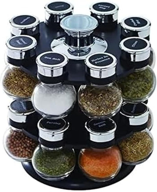 Ellington 16 Jar Revolving Spice Rack with Prefilled Spices