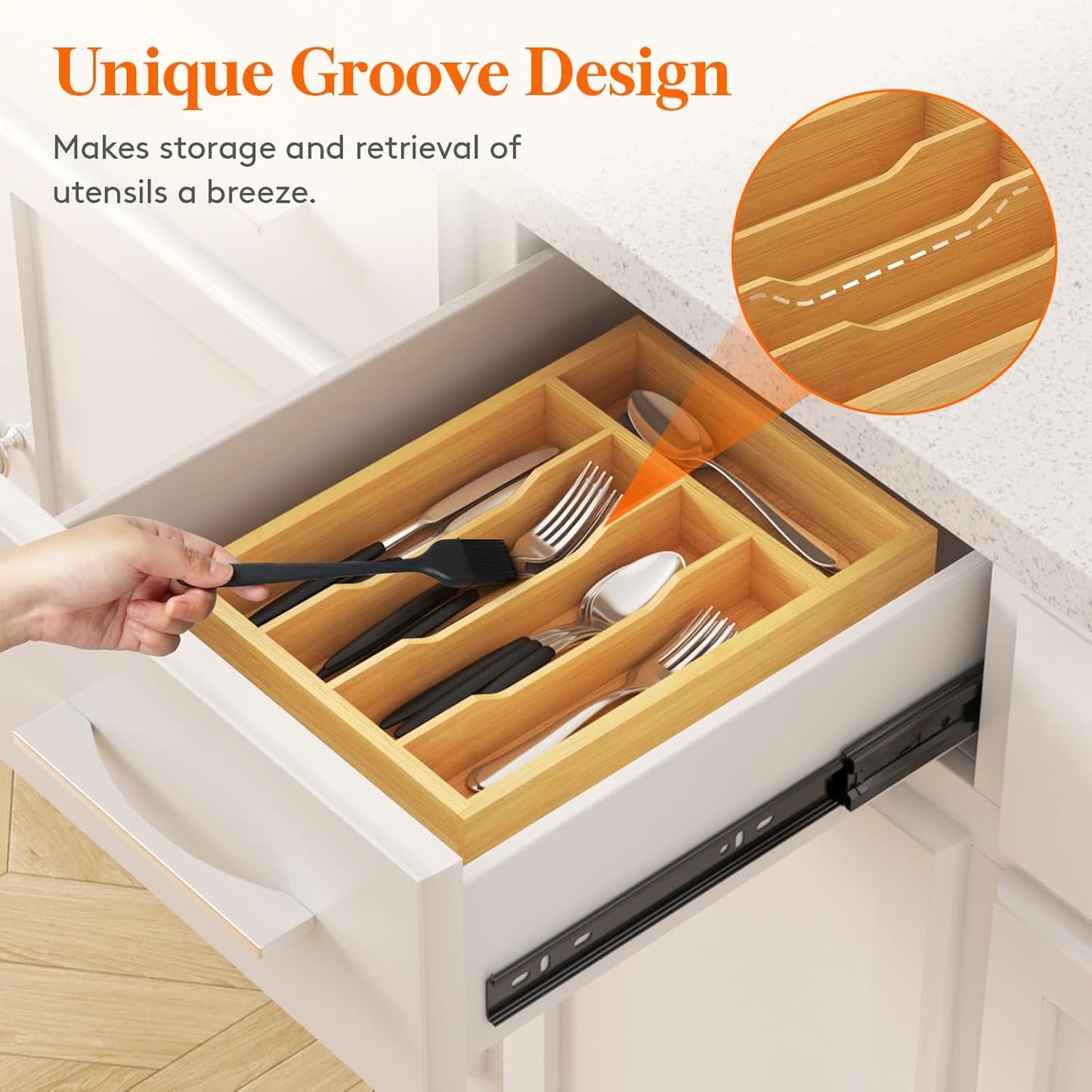 Silverware Drawer Organizer, Utensil Tray for Kitchen, Flatware and Cutlery Holder