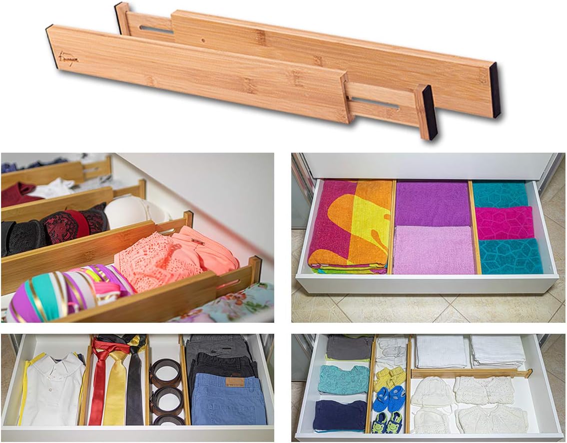 Adjustable Bamboo Drawer Dividers – SMALL SIZE