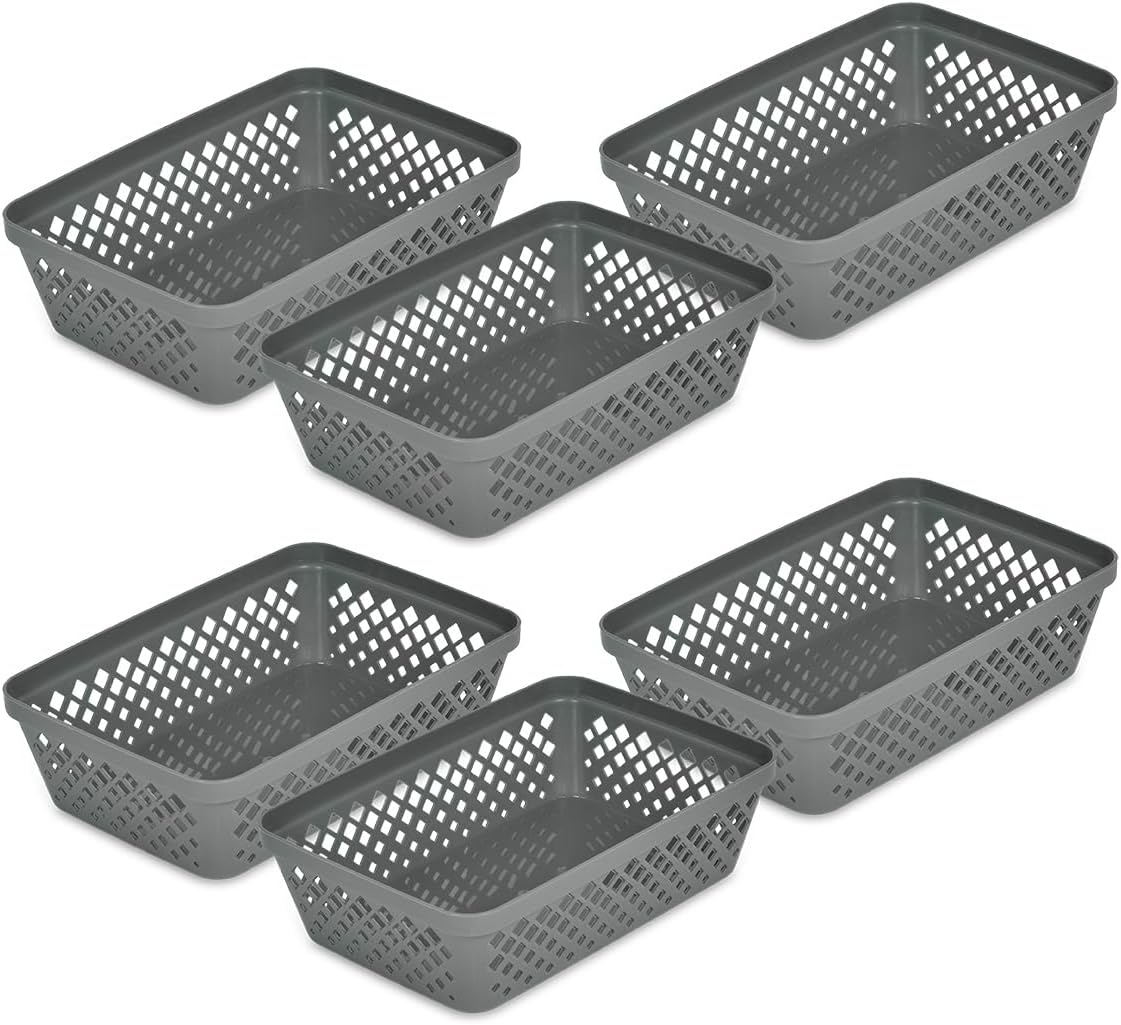 Plastic Storage Basket Set - Multipurpose Drawer Trays, Kitchen Pantry Containers