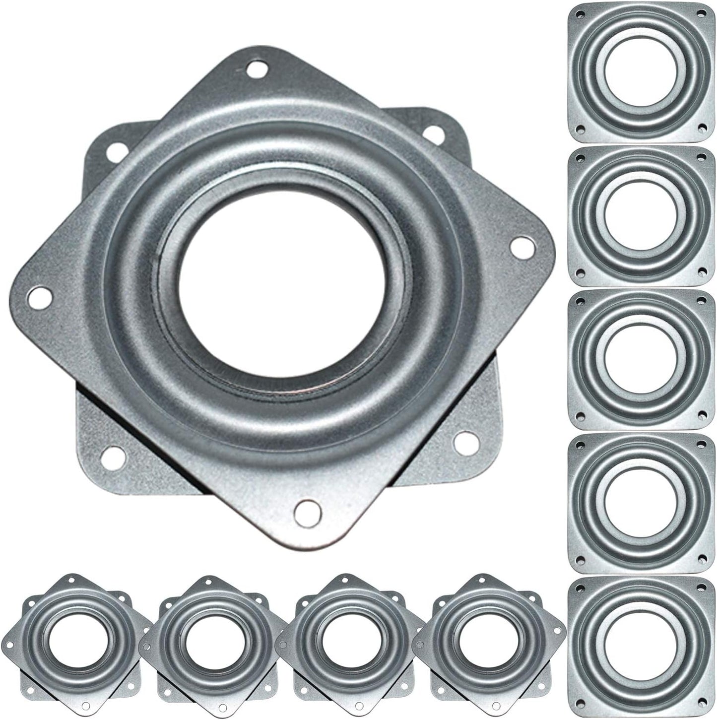 10Pack Lazy Susan Hardware, 3” Square Ball Bearing Swivel Plate
