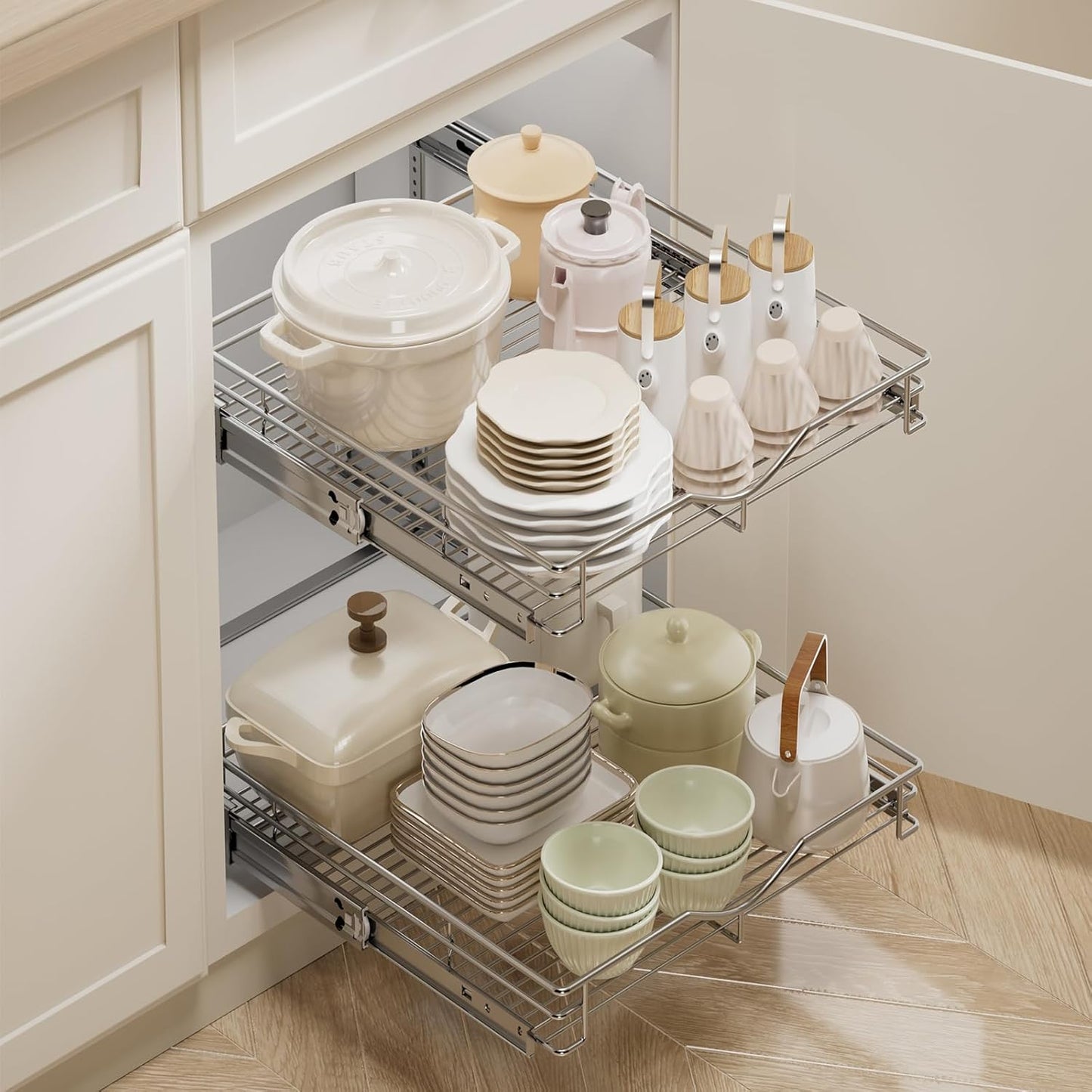 Pull Out Cabinet Organizer (14" W X 21" D), Cabinet Pull Out Shelves