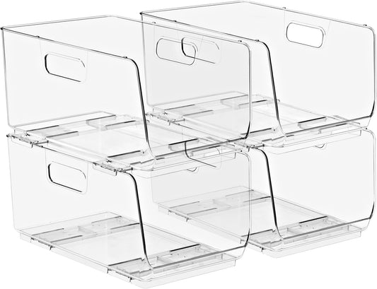 Stackable Storage Bins Open Front - Pantry Bins for Storage and Organization for Kitchen
