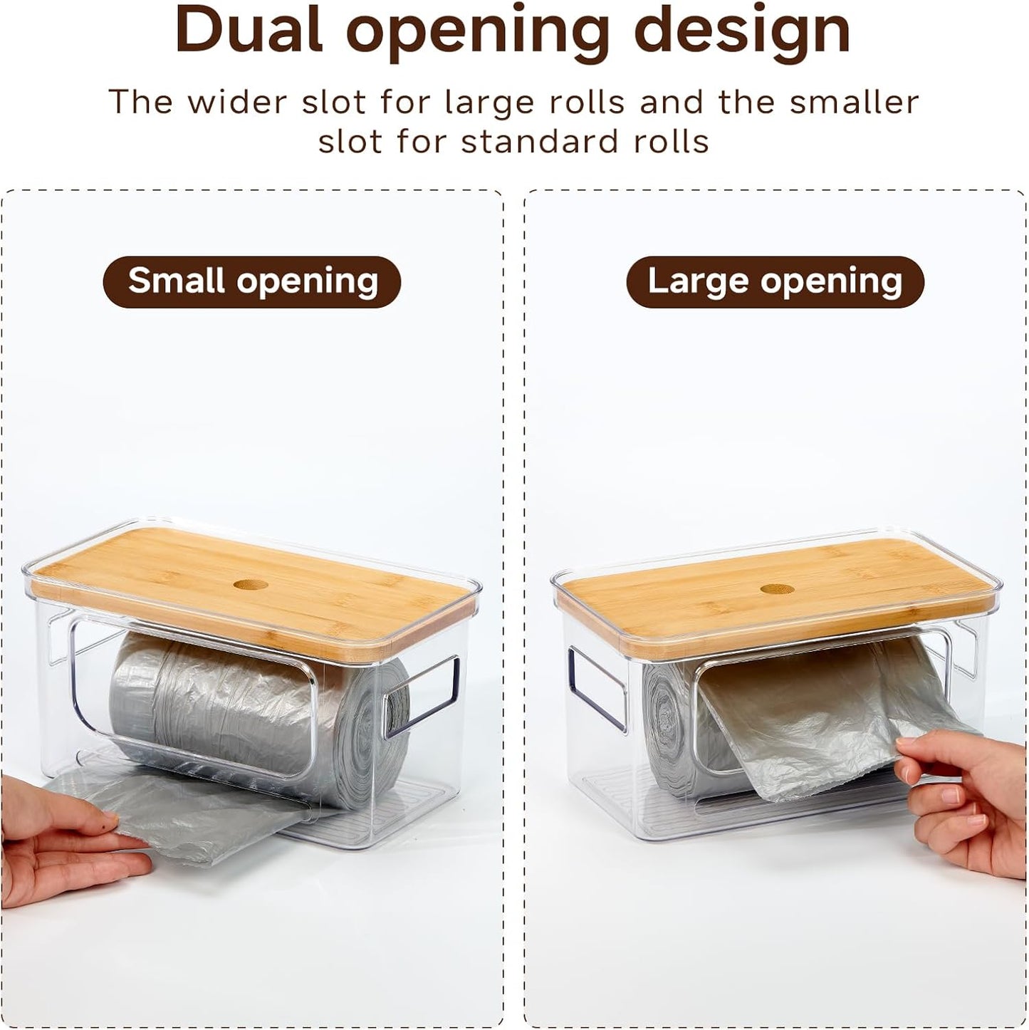 3-Pack Trash Bag Holder,Trash Bag Dispenser with Bamboo Lid